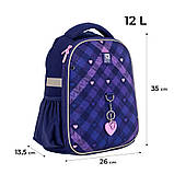 Рюкзак шкільний каркасний Kite Education Check and Hearts 35x26x13.5 см 12 л, фіолетовий (K24-555S-3), фото 4