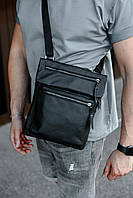 Новинка! Сумка-мессенджер из натуральной кожи, сумка через плечо мужская SKILL Bizz (черная)