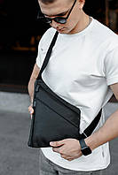 Новинка! Сумка-слинг из натуральной кожи, сумка через плечо мужская SL024 (черная)