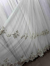 Бамбукова тюль з шикарною вишивкою №34192 у вітальню, спальню