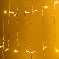 LUGI Гирлянда Водопад 3х2 м 210 LED (480 L) лампочек светодиодная прозрачный провод 10 нитей 8 режимов Желтый