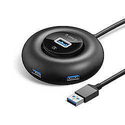 USB-концентратор Orico USB хаб USB 3.0 + 3x USB 2.0 + Type-C 5 в 1 5 Гбіт/с 1.8 м Black (ORICO-YX1-U2-18-BK-BP)