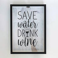 Копилка для винных пробок "Save water drink wine", рамка для пробок от вина, подарок для подруги