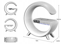 LUGI Колонка Bluetooth беспроводная портативная зарядка 10 Вт лампа настольная и часы RGB LED 3 в 1 в стиле