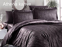 Постельное белье сатин жаккард First Choice Athena kahve евро размер