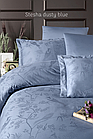 Постільна білизна First Choice сатин жакард Stesha dusty blue євро розмір, фото 2