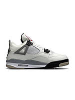 Мужские демисезонные кроссовки Nike Air Jordan 4 Retro M White Cement (белые) повседневные кроссы A2165 Найк