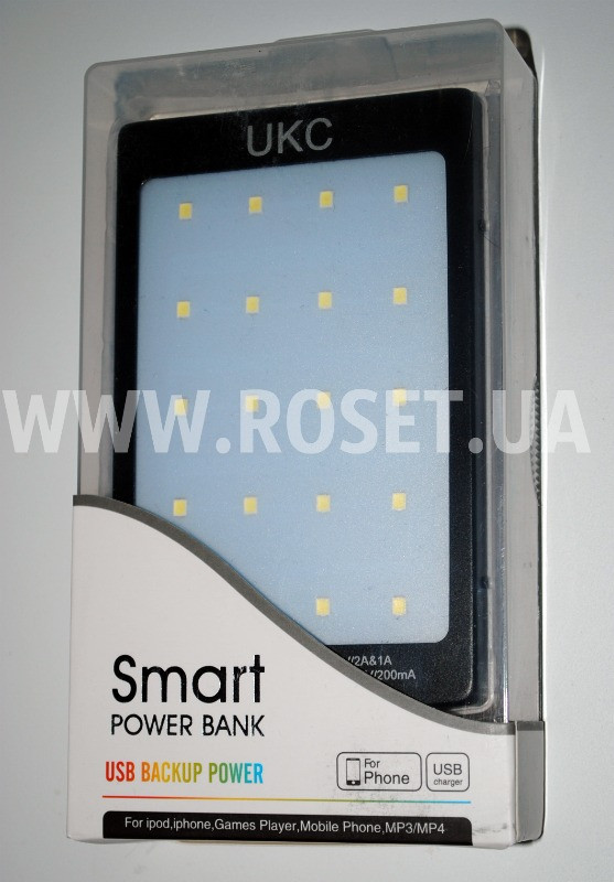 Портативний зарядний пристрій на сонячній батареї - Smart Solar Power Bank + Flash Light LED UKC 15000 mAh