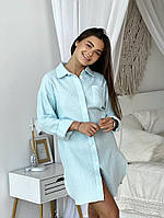 Новинка! Легкая женская рубашка Pearl из муслина COSY, аквамарин