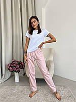 Новинка! Пижамный домашний комплект COSY 3-ка женские брюки и шорты из сатина Pearl пудра пильная с футболкой
