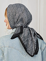 Жіноча шовкова хустка сіра,чорна, біла, платок у смужку, легкий шарф, хустка на голову, демісезонна брендова хустка, бандана 90 см