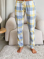 Новинка! Пижамные домашние брюки женские COSY клетка желто/серый Одежда для дома