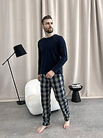 Новинка! Чоловічі штани піжамні COSY домашні з фланелі в карту хакі