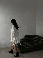 Сукня жіноча, міні, біла, вільного крою, з рюшами