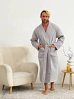 Новинка! Мужской подарочный набор COSY халат кимоно с серым полотенцем в коробке.