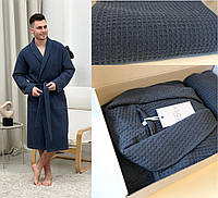 Новинка! Подарочный набор для Мужчин Халат Сапфир шаль+Полотенце синий