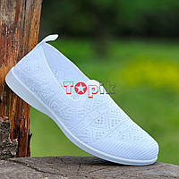 На 38р! Мокасини сліпони жіночі білі літні текстильні сітка Мокасины слипоны женские белые летние сетка (Код: 3238)