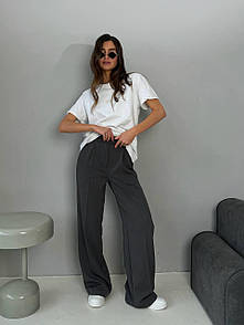 Жіночі штани палацо з костюмної тканини в сірому кольорі (р. S, M) 83bu1064