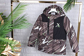 Куртка демісезонна підліткова з капюшоном XNR для хлопчика 8-12 років, колір коричневий