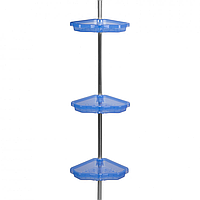 Угловая полка в ванну 4 яруса Prima Nova, алюминиевая трубка,135 - 260 см Синяя
