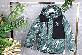 Куртка демісезонна підліткова з капюшоном XNR для хлопчика 8-12 років, колір зелений