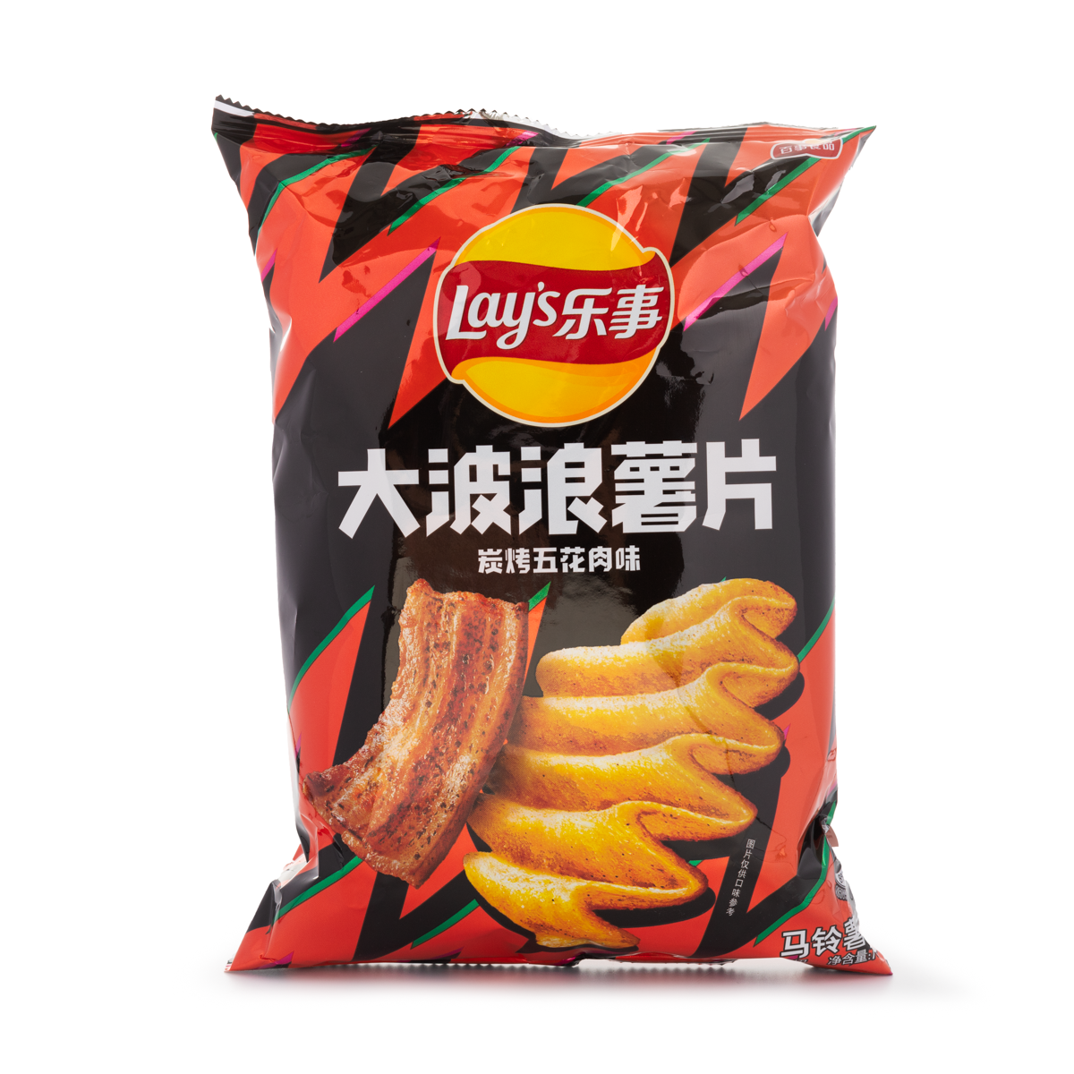 Чіпси Lay's Big Wave зі смаком свинячої грудинки, 70г