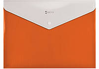 Папка-конверт на кнопке А4 с расширением оранжевая