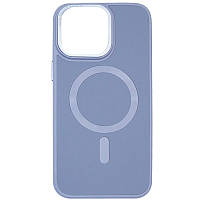 Кожаный чехол Bonbon Leather Metal Style with MagSafe для Apple iPhone 15 Plus Голубой / Mist blue