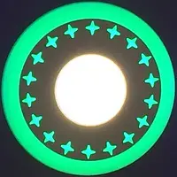 Светодиодная панель Lemanso "Звезды" 12+6Ватт с зелёной подсветкой 1080Lm 4500K 175-265V / LM545 круг