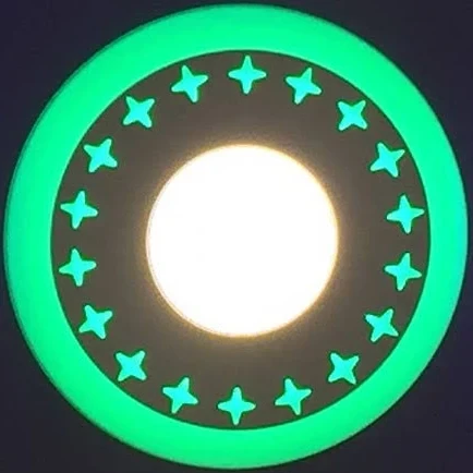 Светодиодная панель Lemanso "Звезды" 12+6Ватт с зелёной подсветкой 1080Lm 4500K 175-265V / LM545 круг - фото 1 - id-p1944835710