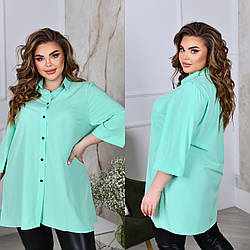 Стильна повсякденна блузка-туніка із софту літні батальні розміри