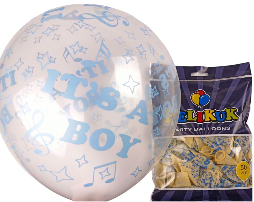 Кульки круглі Pelikuk 12' (30 см) блакитний прозорий - It's boy 50шт/уп 1250C-409 KNZ