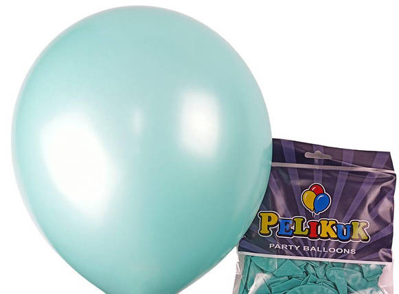 Кульки круглі Pelikuk 13' (33 см) перламутр бірюзовий 50шт/уп 1350C-221 KNZ, фото 1