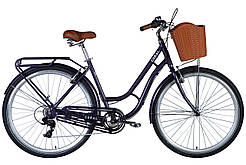Велосипед AL 28" Dorozhnik CORAL FRW Vbr рама-" з багажником задн St з кошиком Pl з крилом St 2024 (сливовий
