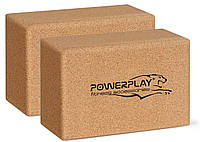 Блоки для йоги 2шт. PowerPlay PP_4006 з пробкового дерева Cork Yoga Block (пара) I'Pro