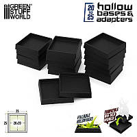 Hollow Plastic Bases - Square 25 mm (adaptor 20 to 25mm)