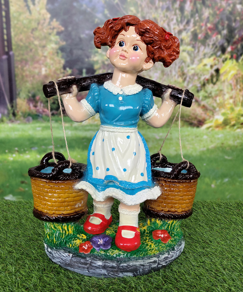 Садовий декор Дівчинка з відрами 51 см гіпс - садова фігура, фото 1