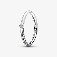 Серебряное кольцо «Паве и белая эмаль» Pandora Me