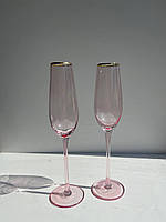 Набір келихів для шампанського вишуканий дизайн 2 шт. 210 мл рожеві