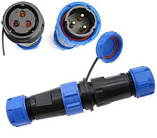 Герметичний швидкознімний з'єднувач електрокабелю на 3 піна Вологозахист IP68