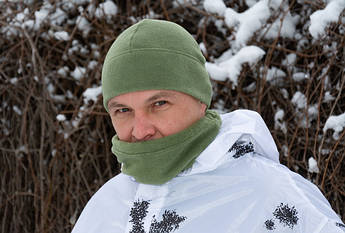 Шапка та бафф з флісу 240 г/м колір army green р. 55-58