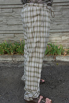 Штани адаптивні літні бавовна олива клітинка