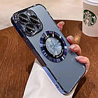 Чохол MagSafe для IPhone 14 силіконовий + кільце тримач, blue
