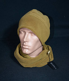 Комплект шапка та баф із турецького флісу щільністю 320 грм койот