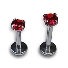 Лабрет з червоним каменем