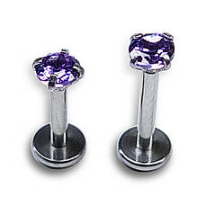 Лабрет з бузковим каменем