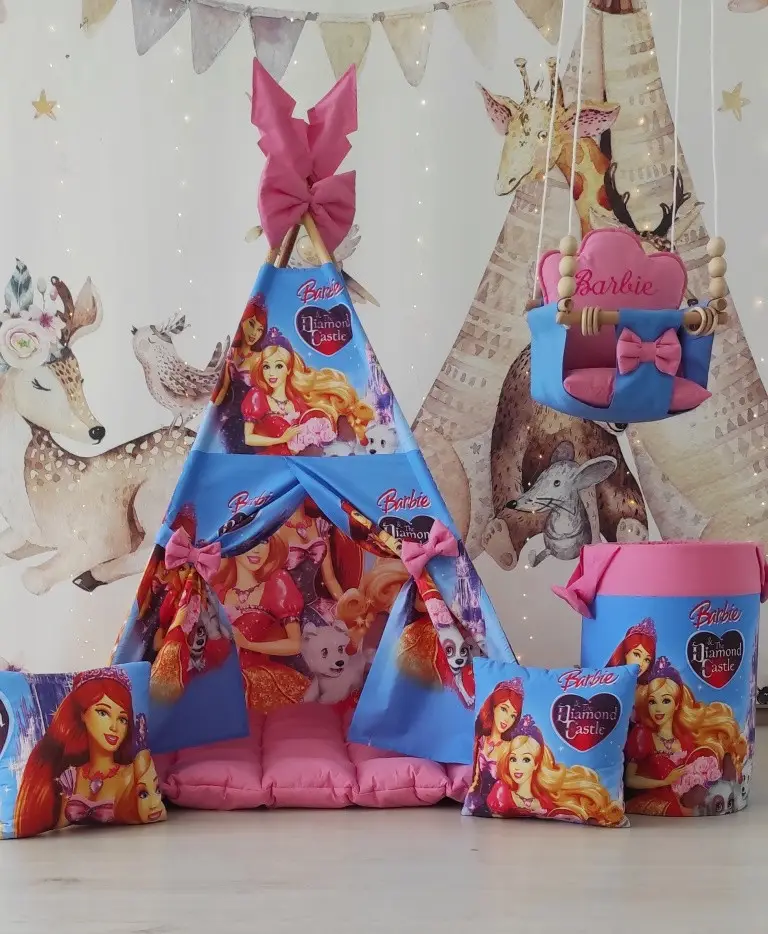 Детский домик Кукла Барби (Barbie) БОН БОН + корзина для игрушек + подвесные качели полный комплект для детей - фото 2 - id-p2112790676
