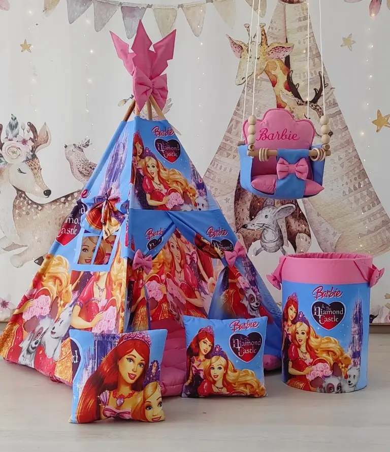 Детский домик Кукла Барби (Barbie) БОН БОН + корзина для игрушек + подвесные качели полный комплект для детей - фото 5 - id-p2112790676