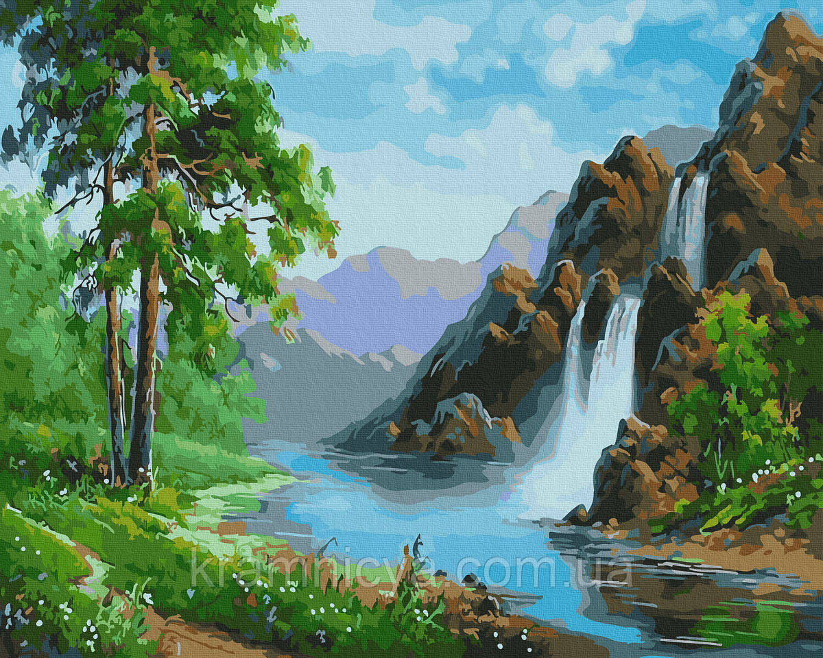 Картина за номерами Мальовничий водоспад, 40х50 Rainbow Art (GX21224)