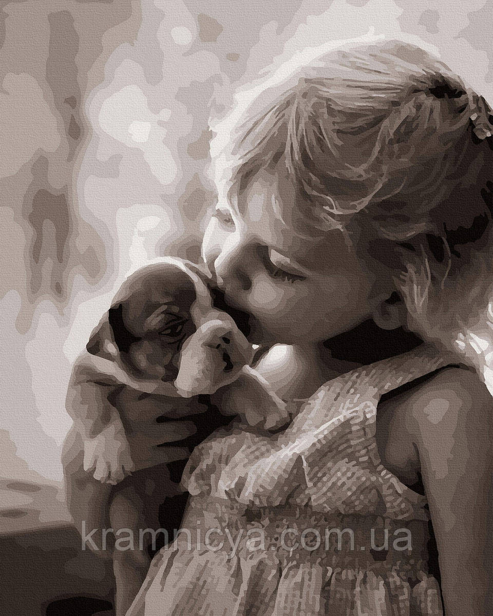 Картина за номерами Дівчинка та цуценя, 40х50 Rainbow Art (GX37401)